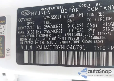 2022 Genesis Gv70 2.5T Awd z USA, uszkodzony, nr VIN KMUMADTBXNU046791